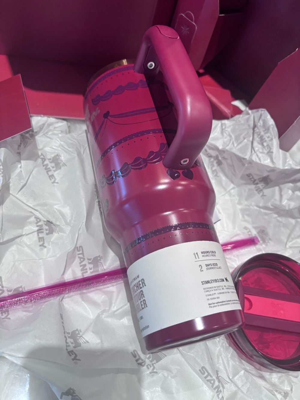 Stanley Metallic Pink Cherry-Accent Insulated Tumbler with Handle - Picture 8 of 12
